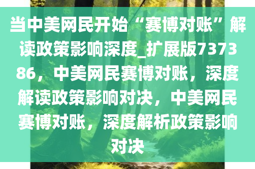 当中美网民开始“赛博对账”解读政策影响深度_扩展版737386，中美网民赛博对账，深度解读政策影响对决，中美网民赛博对账，深度解析政策影响对决