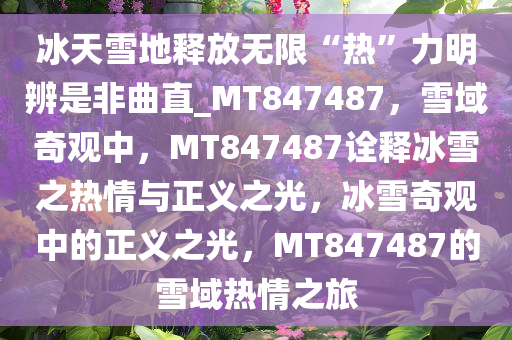 冰天雪地释放无限“热”力明辨是非曲直_MT847487，雪域奇观中，MT847487诠释冰雪之热情与正义之光，冰雪奇观中的正义之光，MT847487的雪域热情之旅