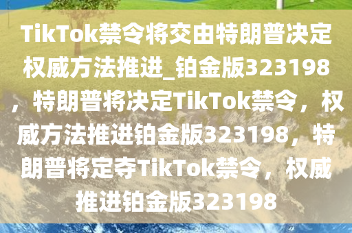 TikTok禁令将交由特朗普决定权威方法推进_铂金版323198，特朗普将决定TikTok禁令，权威方法推进铂金版323198，特朗普将定夺TikTok禁令，权威推进铂金版323198