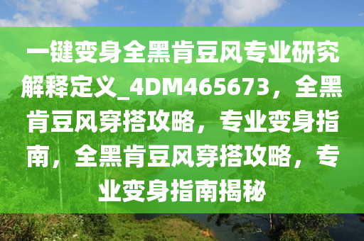 一键变身全黑肯豆风专业研究解释定义_4DM465673，全黑肯豆风穿搭攻略，专业变身指南，全黑肯豆风穿搭攻略，专业变身指南揭秘