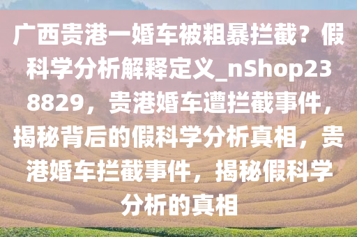 广西贵港一婚车被粗暴拦截？假科学分析解释定义_nShop238829，贵港婚车遭拦截事件，揭秘背后的假科学分析真相，贵港婚车拦截事件，揭秘假科学分析的真相