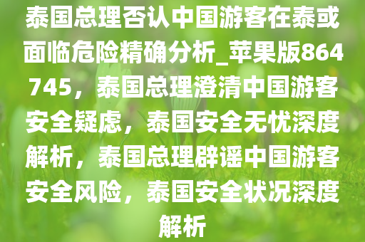 泰国总理否认中国游客在泰或面临危险精确分析_苹果版864745，泰国总理澄清中国游客安全疑虑，泰国安全无忧深度解析，泰国总理辟谣中国游客安全风险，泰国安全状况深度解析