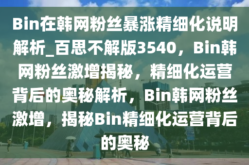 Bin在韩网粉丝暴涨精细化说明解析_百思不解版3540，Bin韩网粉丝激增揭秘，精细化运营背后的奥秘解析，Bin韩网粉丝激增，揭秘Bin精细化运营背后的奥秘