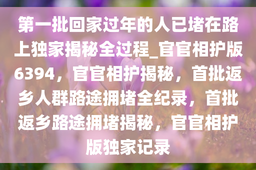 第一批回家过年的人已堵在路上独家揭秘全过程_官官相护版6394，官官相护揭秘，首批返乡人群路途拥堵全纪录，首批返乡路途拥堵揭秘，官官相护版独家记录