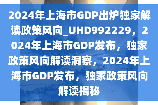 2024年上海市GDP出炉独家解读政策风向_UHD992229，2024年上海市GDP发布，独家政策风向解读洞察，2024年上海市GDP发布，独家政策风向解读揭秘