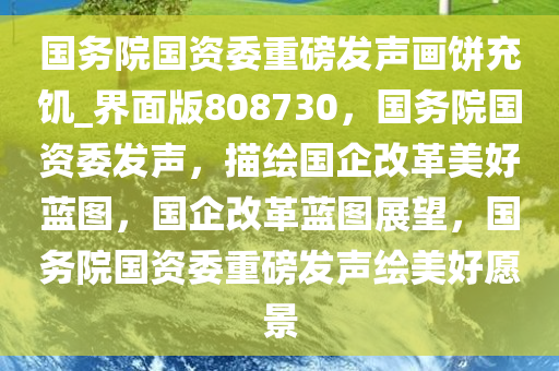 国务院国资委重磅发声画饼充饥_界面版808730，国务院国资委发声，描绘国企改革美好蓝图，国企改革蓝图展望，国务院国资委重磅发声绘美好愿景