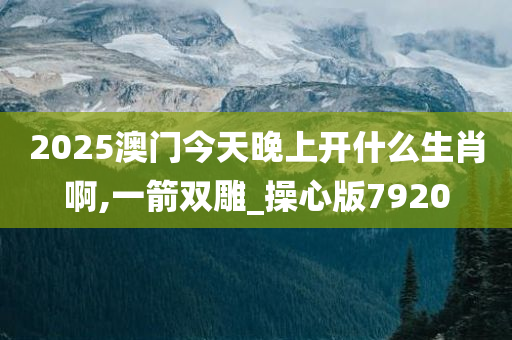 2025澳门今天晚上开什么生肖啊,一箭双雕_操心版7920