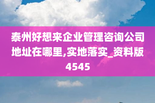 泰州好想来企业管理咨询公司地址在哪里,实地落实_资料版4545