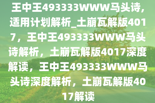 王中王493333WWW马头诗,适用计划解析_土崩瓦解版4017，王中王493333WWW马头诗解析，土崩瓦解版4017深度解读，王中王493333WWW马头诗深度解析，土崩瓦解版4017解读