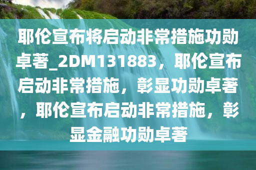 耶伦宣布将启动非常措施功勋卓著_2DM131883，耶伦宣布启动非常措施，彰显功勋卓著，耶伦宣布启动非常措施，彰显金融功勋卓著