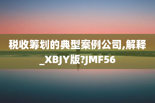 税收筹划的典型案例公司,解释_XBJY版?JMF56