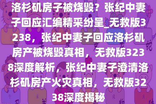 洛杉矶房子被烧毁？张纪中妻子回应汇编精采纷呈_无救版3238，张纪中妻子回应洛杉矶房产被烧毁真相，无救版3238深度解析，张纪中妻子澄清洛杉矶房产火灾真相，无救版3238深度揭秘