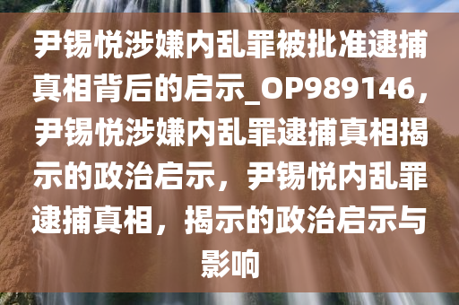 尹锡悦涉嫌内乱罪被批准逮捕真相背后的启示_OP989146，尹锡悦涉嫌内乱罪逮捕真相揭示的政治启示，尹锡悦内乱罪逮捕真相，揭示的政治启示与影响