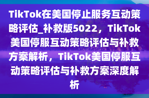 TikTok在美国停止服务互动策略评估_补救版5022，TikTok美国停服互动策略评估与补救方案解析，TikTok美国停服互动策略评估与补救方案深度解析