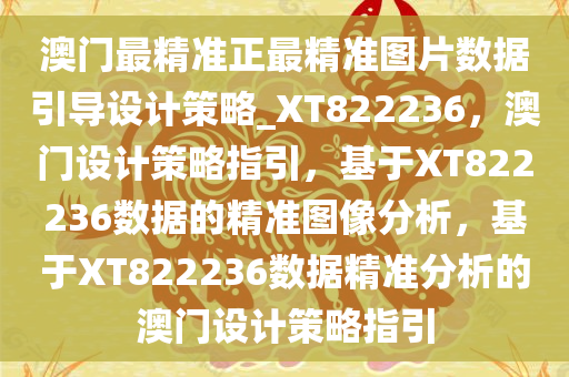 澳门最精准正最精准图片数据引导设计策略_XT822236，澳门设计策略指引，基于XT822236数据的精准图像分析，基于XT822236数据精准分析的澳门设计策略指引