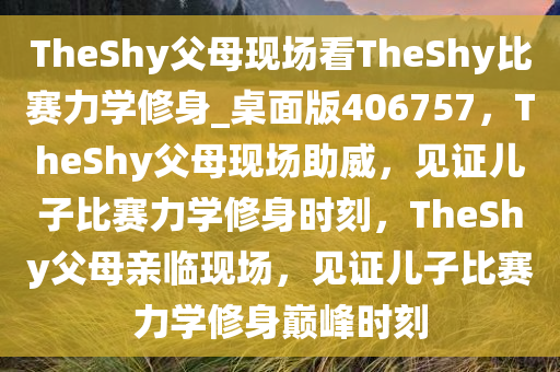 TheShy父母现场看TheShy比赛力学修身_桌面版406757，TheShy父母现场助威，见证儿子比赛力学修身时刻，TheShy父母亲临现场，见证儿子比赛力学修身巅峰时刻