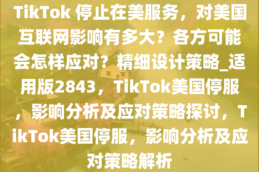 TikTok 停止在美服务，对美国互联网影响有多大？各方可能会怎样应对？精细设计策略_适用版2843，TikTok美国停服，影响分析及应对策略探讨，TikTok美国停服，影响分析及应对策略解析