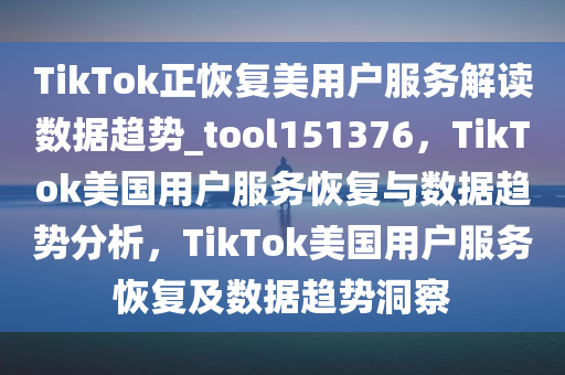 TikTok正恢复美用户服务解读数据趋势_tool151376，TikTok美国用户服务恢复与数据趋势分析，TikTok美国用户服务恢复及数据趋势洞察