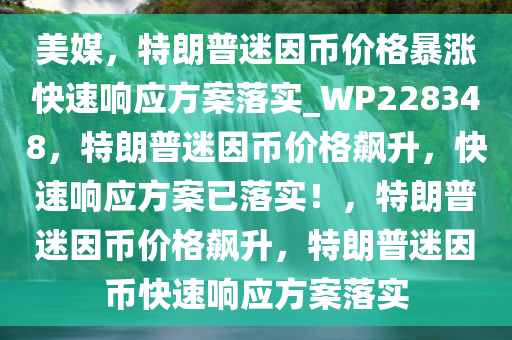 美媒，特朗普迷因币价格暴涨快速响应方案落实_WP228348，特朗普迷因币价格飙升，快速响应方案已落实！，特朗普迷因币价格飙升，特朗普迷因币快速响应方案落实