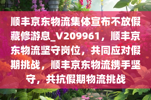 顺丰京东物流集体宣布不放假藏修游息_V209961，顺丰京东物流坚守岗位，共同应对假期挑战，顺丰京东物流携手坚守，共抗假期物流挑战