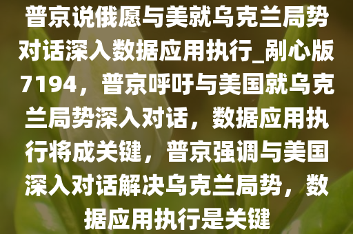 普京说俄愿与美就乌克兰局势对话深入数据应用执行_剐心版7194，普京呼吁与美国就乌克兰局势深入对话，数据应用执行将成关键，普京强调与美国深入对话解决乌克兰局势，数据应用执行是关键