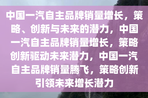 中国一汽自主品牌销量增长，策略、创新与未来的潜力，中国一汽自主品牌销量增长，策略创新驱动未来潜力，中国一汽自主品牌销量腾飞，策略创新引领未来增长潜力