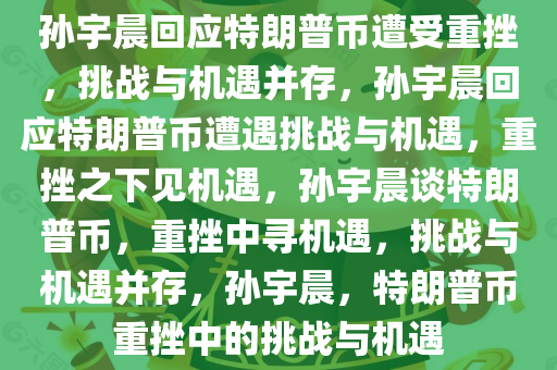 孙宇晨回应特朗普币遭受重挫，挑战与机遇并存，孙宇晨回应特朗普币遭遇挑战与机遇，重挫之下见机遇，孙宇晨谈特朗普币，重挫中寻机遇，挑战与机遇并存，孙宇晨，特朗普币重挫中的挑战与机遇