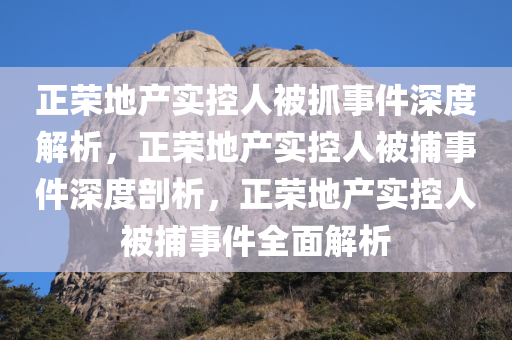 正荣地产实控人被抓事件深度解析，正荣地产实控人被捕事件深度剖析，正荣地产实控人被捕事件全面解析