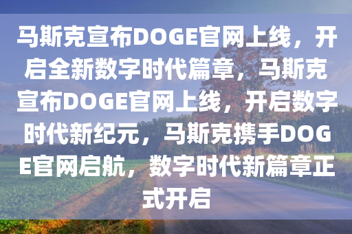 马斯克宣布DOGE官网上线，开启全新数字时代篇章，马斯克宣布DOGE官网上线，开启数字时代新纪元，马斯克携手DOGE官网启航，数字时代新篇章正式开启