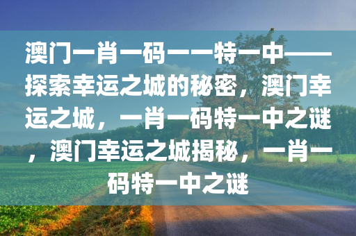 澳门一肖一码一一特一中——探索幸运之城的秘密，澳门幸运之城，一肖一码特一中之谜，澳门幸运之城揭秘，一肖一码特一中之谜