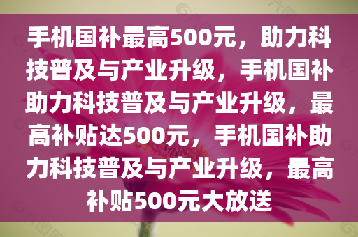 手机国补最高500元，助力科技普及与产业升级，手机国补助力科技普及与产业升级，最高补贴达500元，手机国补助力科技普及与产业升级，最高补贴500元大放送