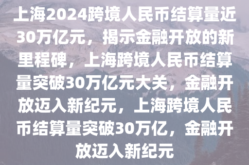 上海2024跨境人民币结算量近30万亿元，揭示金融开放的新里程碑，上海跨境人民币结算量突破30万亿元大关，金融开放迈入新纪元，上海跨境人民币结算量突破30万亿，金融开放迈入新纪元