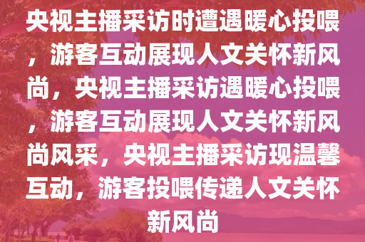 央视主播采访时遭遇暖心投喂，游客互动展现人文关怀新风尚，央视主播采访遇暖心投喂，游客互动展现人文关怀新风尚风采，央视主播采访现温馨互动，游客投喂传递人文关怀新风尚