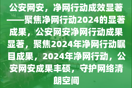 公安网安，净网行动成效显著——聚焦净网行动2024的显著成果，公安网安净网行动成果显著，聚焦2024年净网行动瞩目成果，2024年净网行动，公安网安成果丰硕，守护网络清朗空间