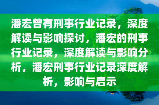 潘宏曾有刑事行业记录，深度解读与影响探讨，潘宏的刑事行业记录，深度解读与影响分析，潘宏刑事行业记录深度解析，影响与启示