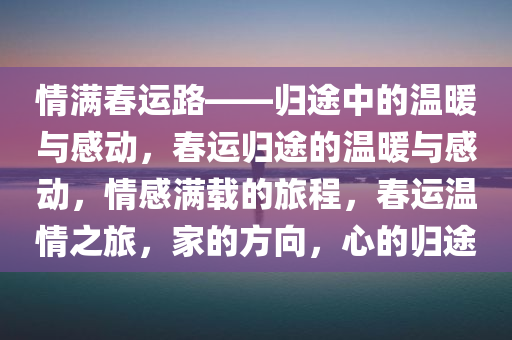 情满春运路——归途中的温暖与感动，春运归途的温暖与感动，情感满载的旅程，春运温情之旅，家的方向，心的归途