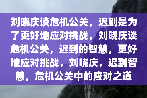 刘晓庆谈危机公关，迟到是为了更好地应对挑战，刘晓庆谈危机公关，迟到的智慧，更好地应对挑战，刘晓庆，迟到智慧，危机公关中的应对之道