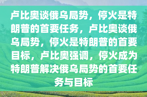 卢比奥谈俄乌局势，停火是特朗普的首要任务，卢比奥谈俄乌局势，停火是特朗普的首要目标，卢比奥强调，停火成为特朗普解决俄乌局势的首要任务与目标