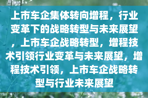 上市车企集体转向增程，行业变革下的战略转型与未来展望，上市车企战略转型，增程技术引领行业变革与未来展望，增程技术引领，上市车企战略转型与行业未来展望