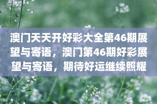 澳门天天开好彩大全第46期展望与寄语，澳门第46期好彩展望与寄语，期待好运继续照耀