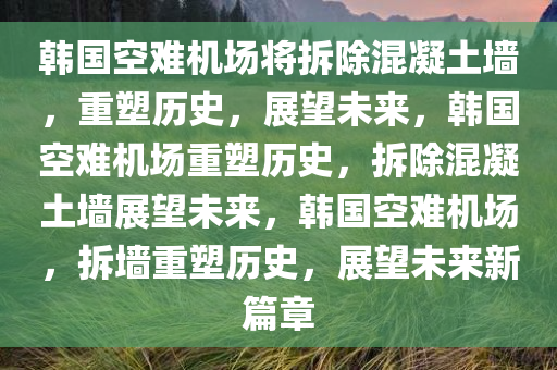 韩国空难机场将拆除混凝土墙，重塑历史，展望未来，韩国空难机场重塑历史，拆除混凝土墙展望未来，韩国空难机场，拆墙重塑历史，展望未来新篇章