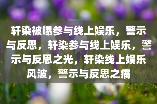 轩染被曝参与线上娱乐，警示与反思，轩染参与线上娱乐，警示与反思之光，轩染线上娱乐风波，警示与反思之痛