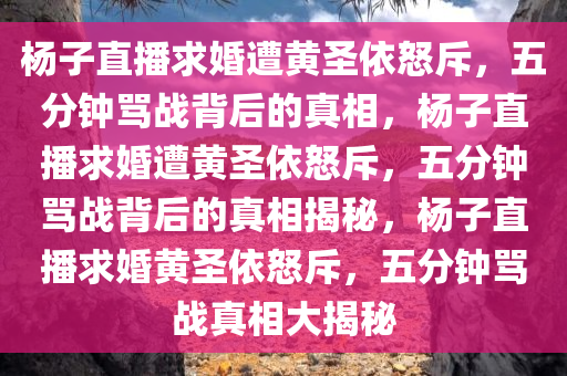 杨子直播求婚遭黄圣依怒斥，五分钟骂战背后的真相，杨子直播求婚遭黄圣依怒斥，五分钟骂战背后的真相揭秘，杨子直播求婚黄圣依怒斥，五分钟骂战真相大揭秘