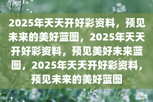 2025年天天开好彩资料，预见未来的美好蓝图，2025年天天开好彩资料，预见美好未来蓝图，2025年天天开好彩资料，预见未来的美好蓝图