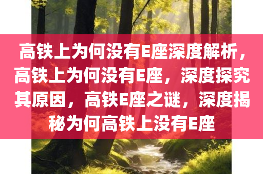 高铁上为何没有E座深度解析，高铁上为何没有E座，深度探究其原因，高铁E座之谜，深度揭秘为何高铁上没有E座