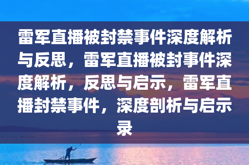 雷军直播被封禁事件深度解析与反思，雷军直播被封事件深度解析，反思与启示，雷军直播封禁事件，深度剖析与启示录