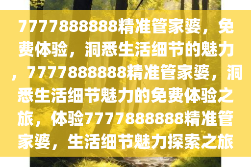 7777888888精准管家婆，免费体验，洞悉生活细节的魅力，7777888888精准管家婆，洞悉生活细节魅力的免费体验之旅，体验7777888888精准管家婆，生活细节魅力探索之旅