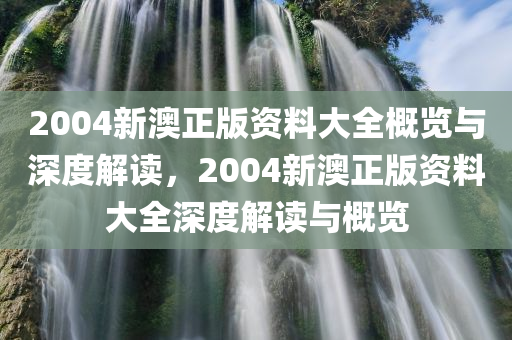 2004新澳正版资料大全概览与深度解读，2004新澳正版资料大全深度解读与概览