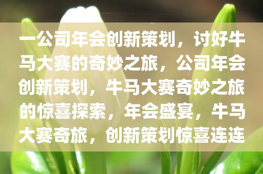 一公司年会创新策划，讨好牛马大赛的奇妙之旅，公司年会创新策划，牛马大赛奇妙之旅的惊喜探索，年会盛宴，牛马大赛奇旅，创新策划惊喜连连