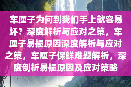 车厘子为何到我们手上就容易坏？深度解析与应对之策，车厘子易损原因深度解析与应对之策，车厘子保鲜难题解析，深度剖析易损原因及应对策略